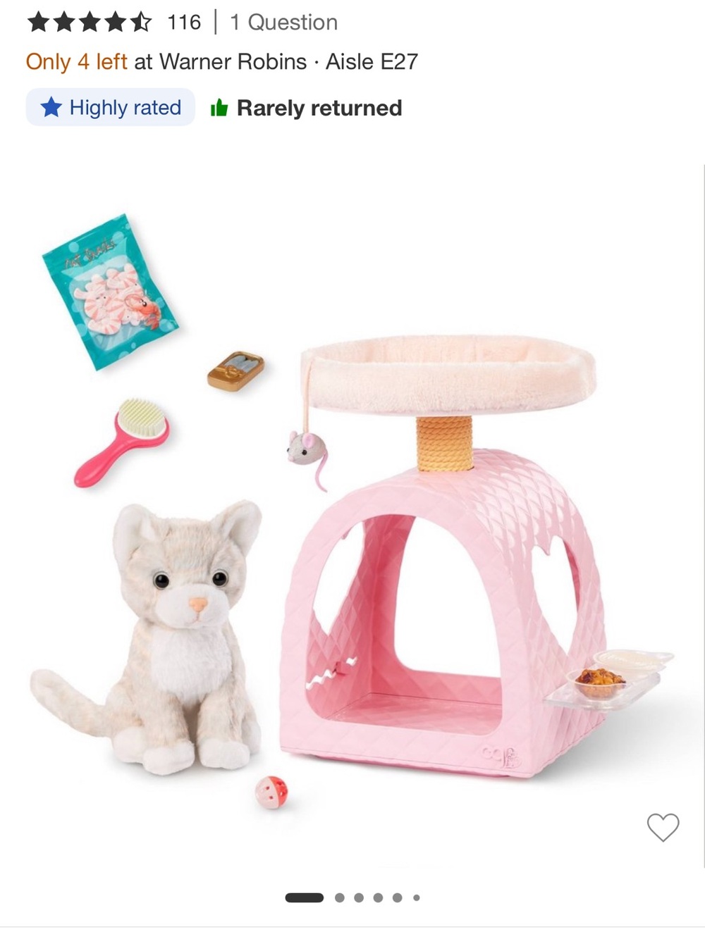 NWT Our Generation Plush Kitten Playset with Pink Cat Condo and Accessories